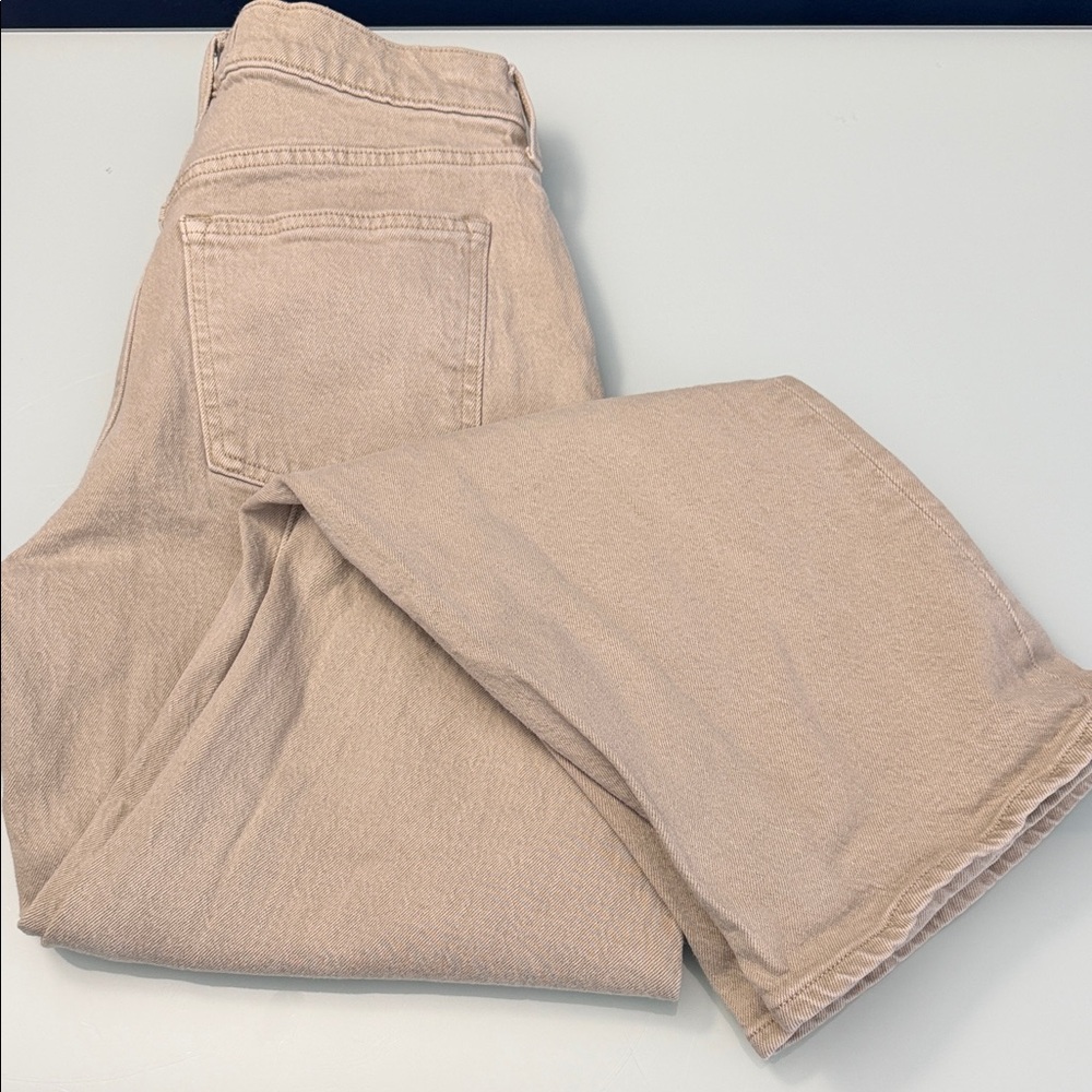 Abercrombie & Fitch Wide Leg Jeans in Light Tan